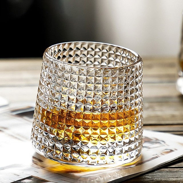 Thicken Wine Glasses Lead-free cup Rotating Whisky Glass Transparent Brandy Vodka Beer Cup Drinkware Drinking Glasses