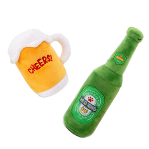 Beer Dog Plush Chew Toy